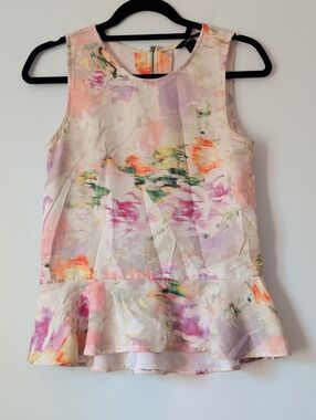 H&M Pastel Floral Sleeveless Peplum Top